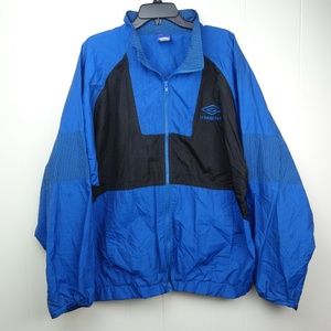 VINTAGE 90s UMBRO Spellout Windbreaker Jacket Blue